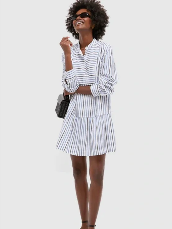 Tuckernuck Blue and White Striped Tiered Shirt Dress - Picture 2 of 5